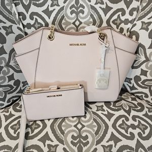 Michael Kors Women's Jet Set Travel Saffiano Leather Shoulder Tote and wallet